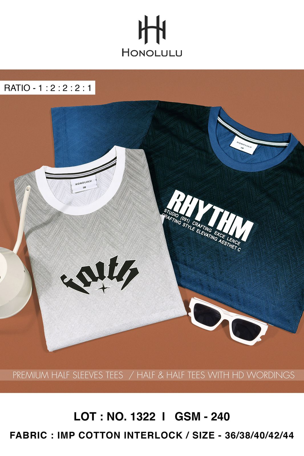 Lot No 1322 Honolulu Imported Mens Tshirts Exporter Gujarat