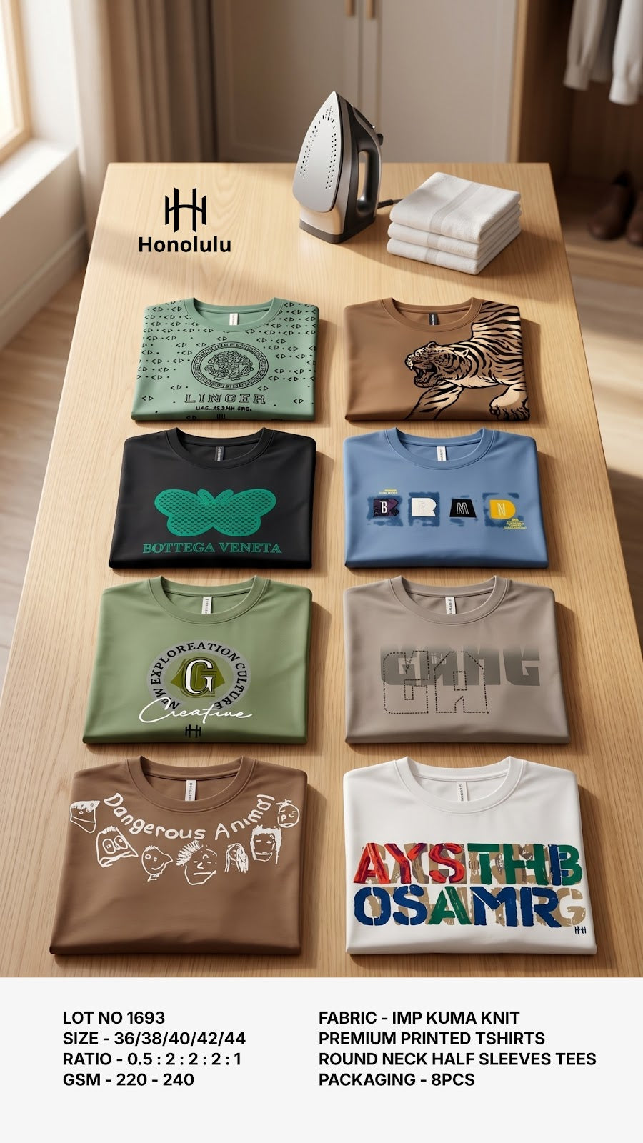 Lot No 1693 Honolulu Imported Mens Tshirts Exporter India