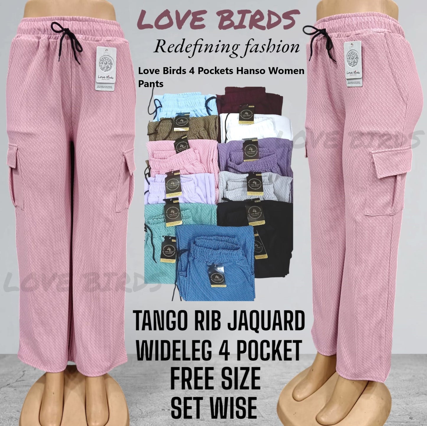 Love Birds 4 Pockets Hanso Jacquard Women Pants Supplier India