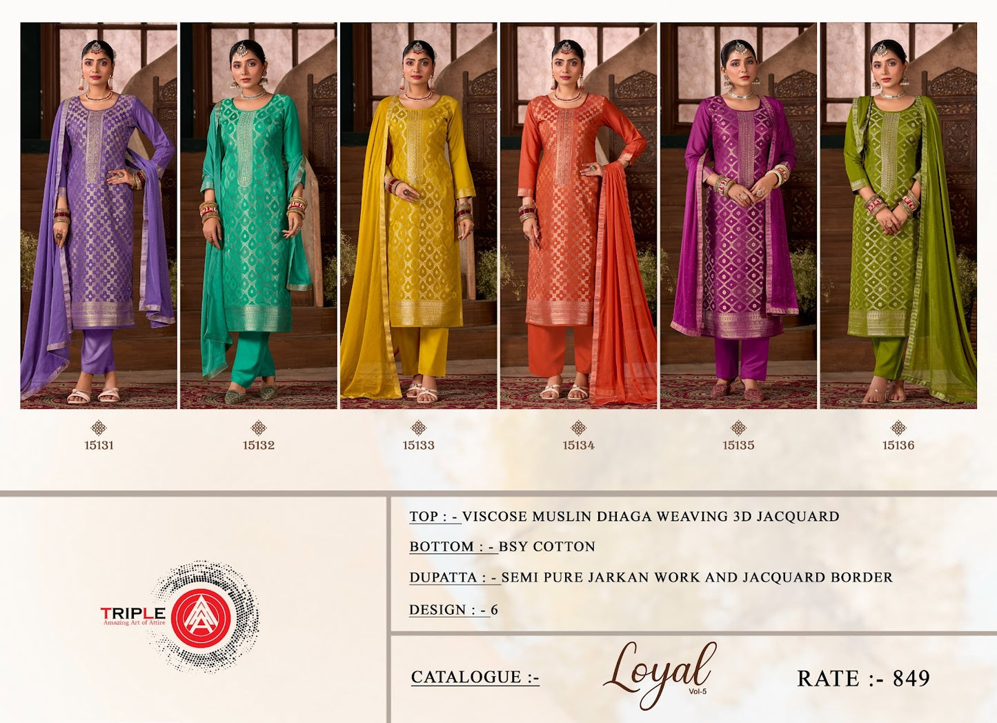 Loyal Vol 5 Triple Aaa Viscose Muslin Pant Style Suits Wholesaler India