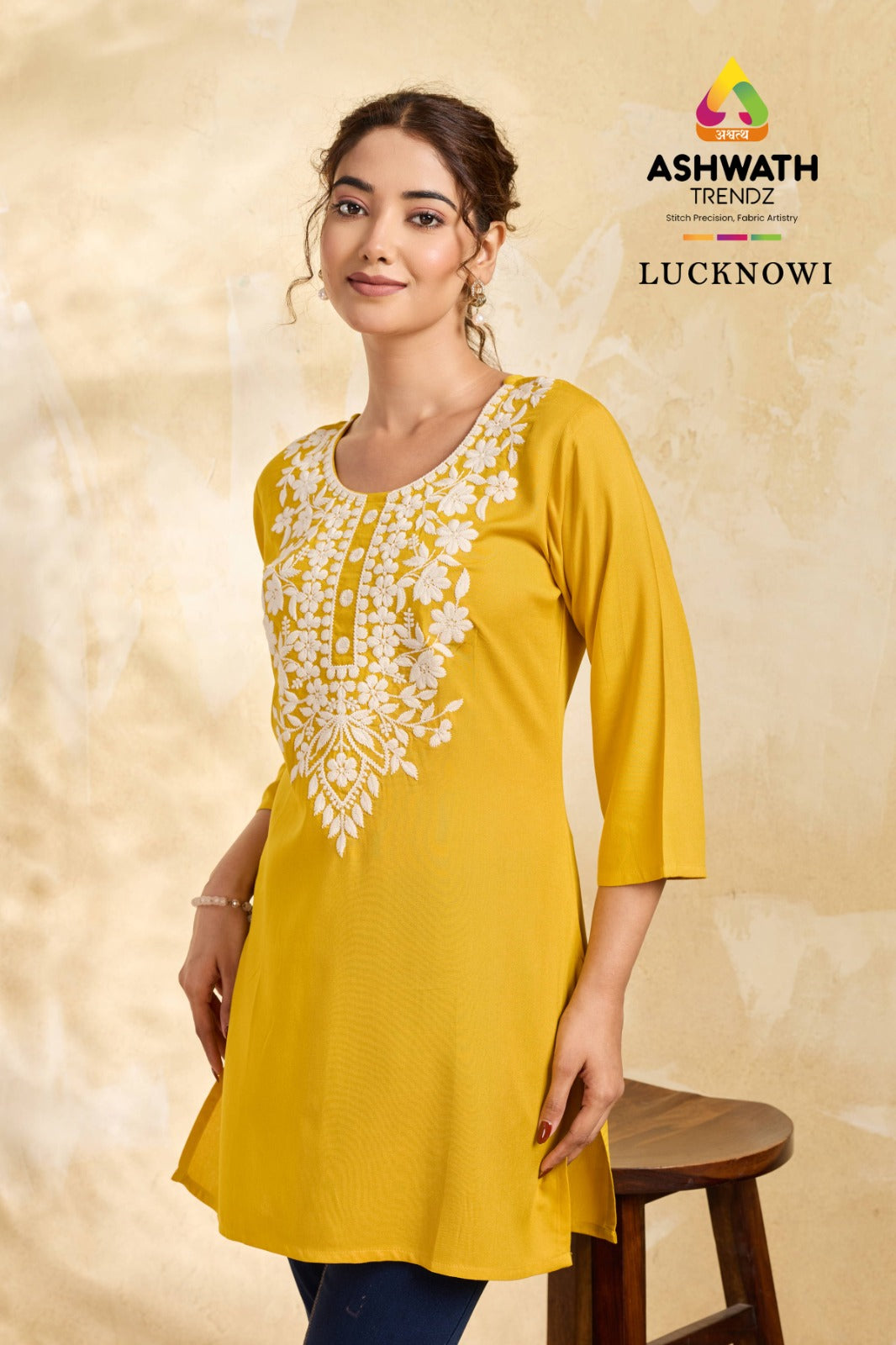 Lucknowi Ashwath Rayon Short Kurtis Exporter India