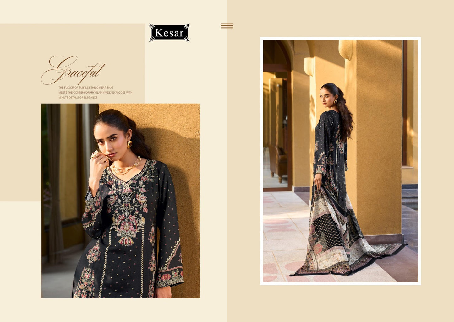 Lushe Kesar Viscose Muslin Pant Style Suits Wholesaler India