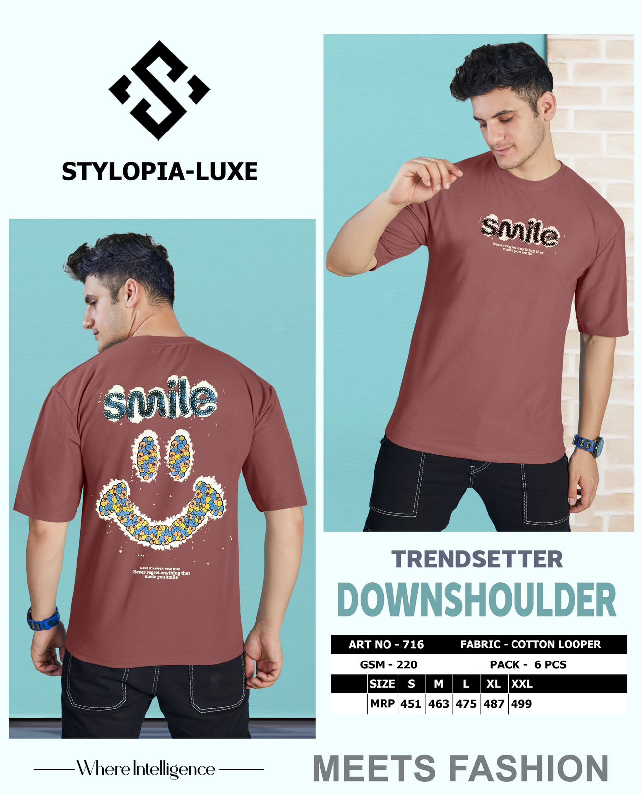 Luxe 716 Stylopia Cotton Looper Mens Tshirts Wholesaler Ahmedabad
