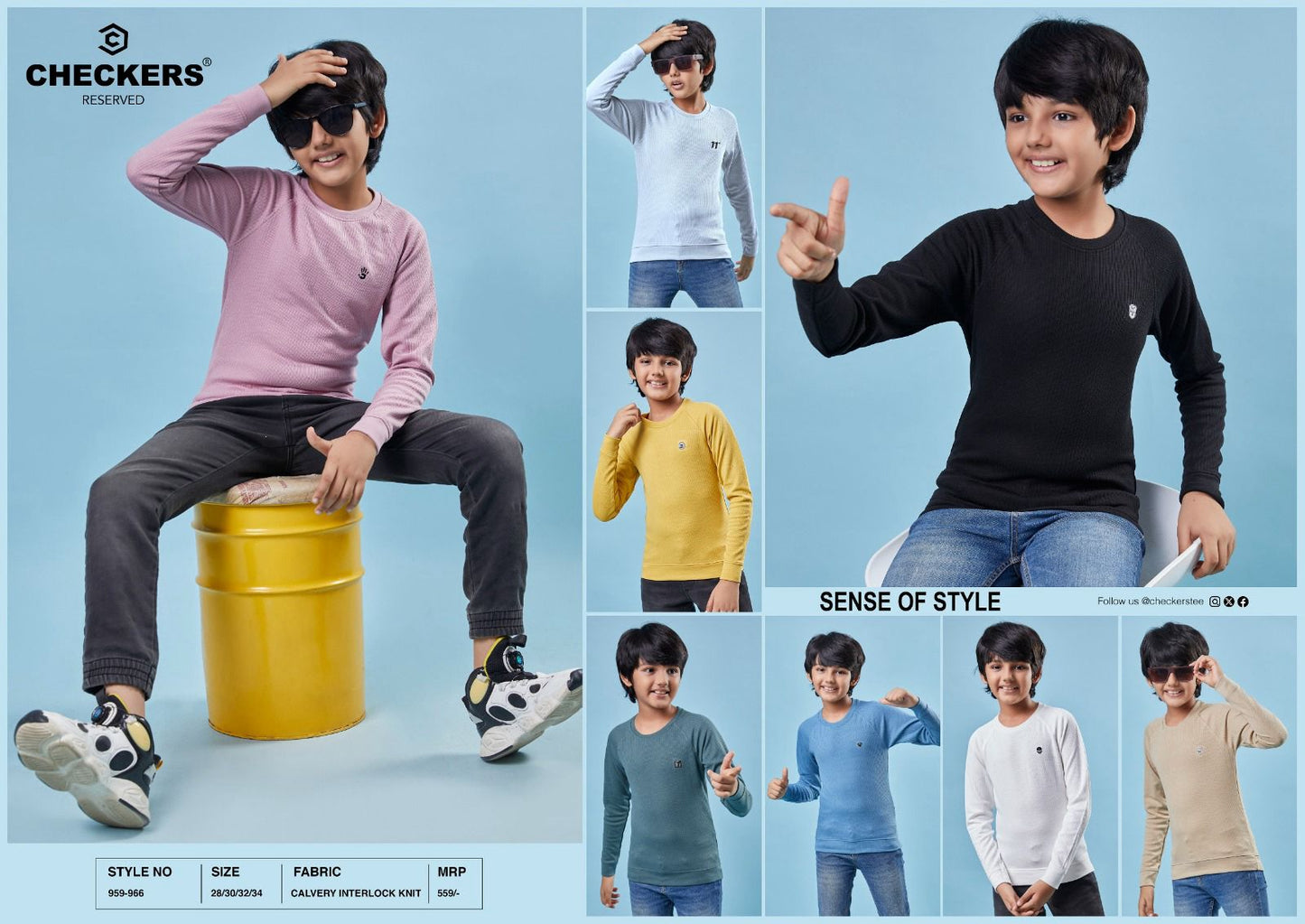 Lycra Rib Style No 959-966 Checkers Knit Boys Tshirt Supplier