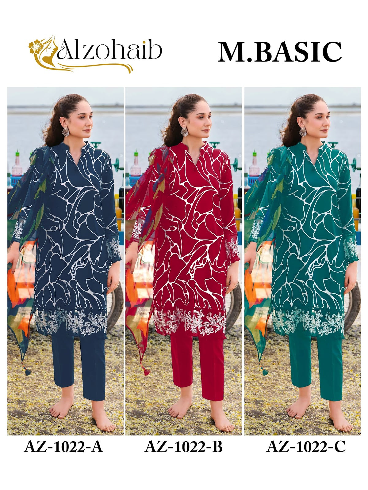 M.Basic 1022 Abc Al Zohaib Cotton Pakistani Patch Work Suits Manufacturer India