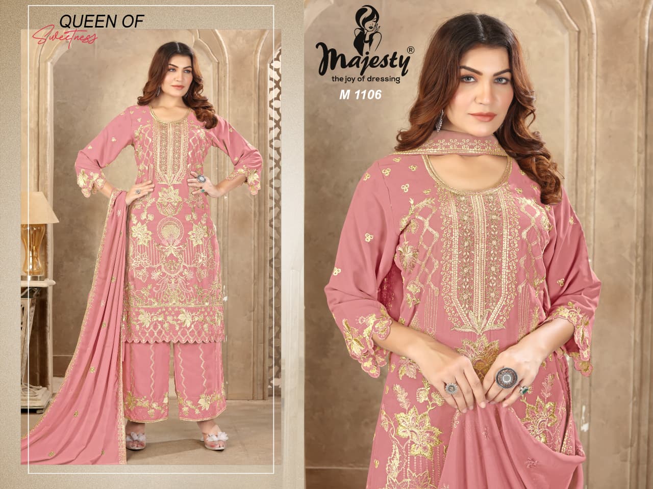 M1105 To M1108 Majesty Fox Georgette Pakistani Salwar Suits Manufacturer India