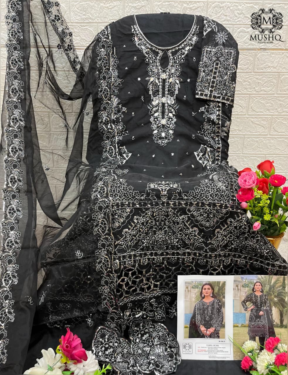 M 356 Mushk Pure Organza Pakistani Salwar Suits Exporter India