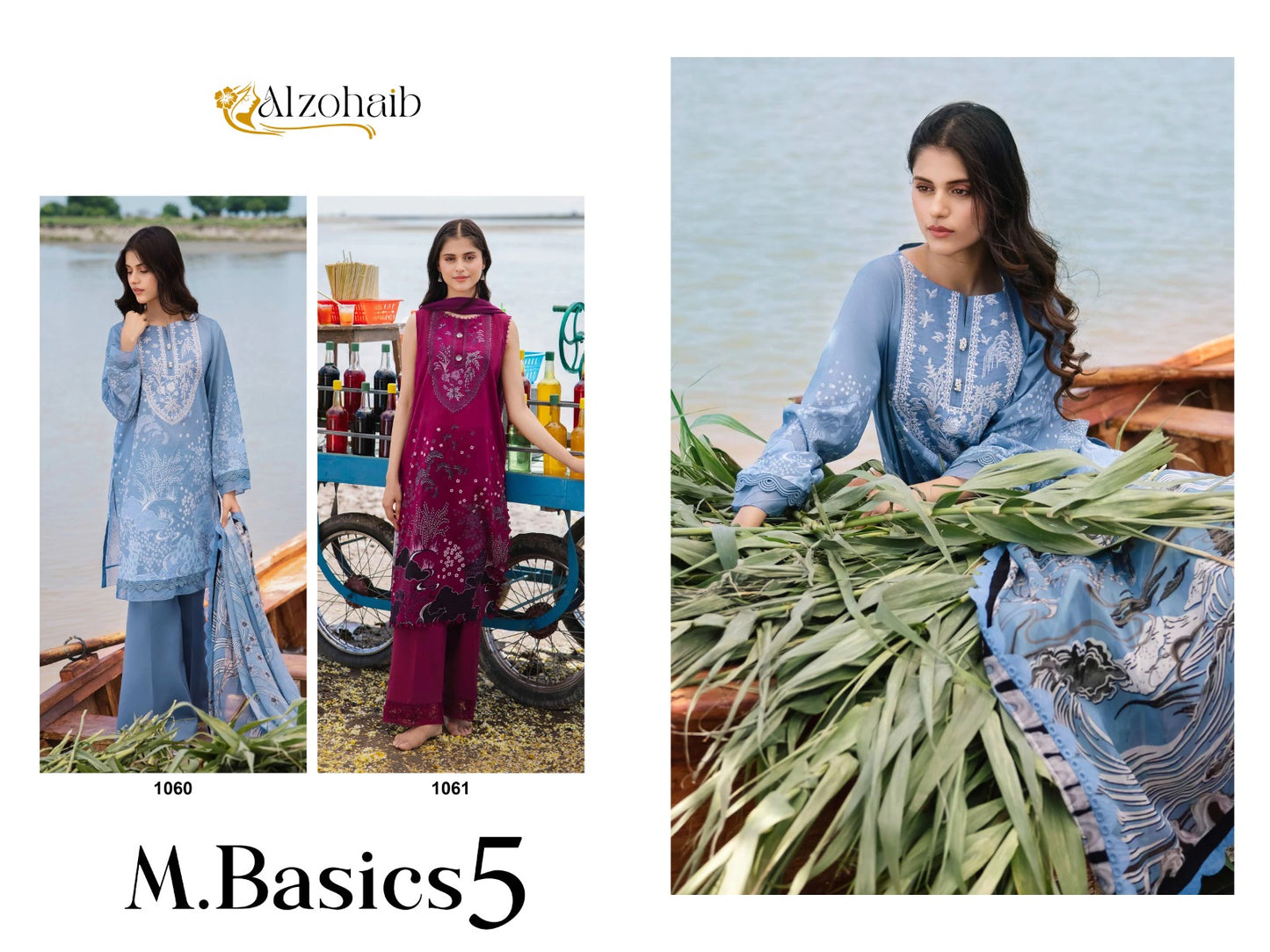 M Basics 5 1060-1061 Al Zohaib Cotton Pakistani Patch Work Suits Wholesaler Gujarat