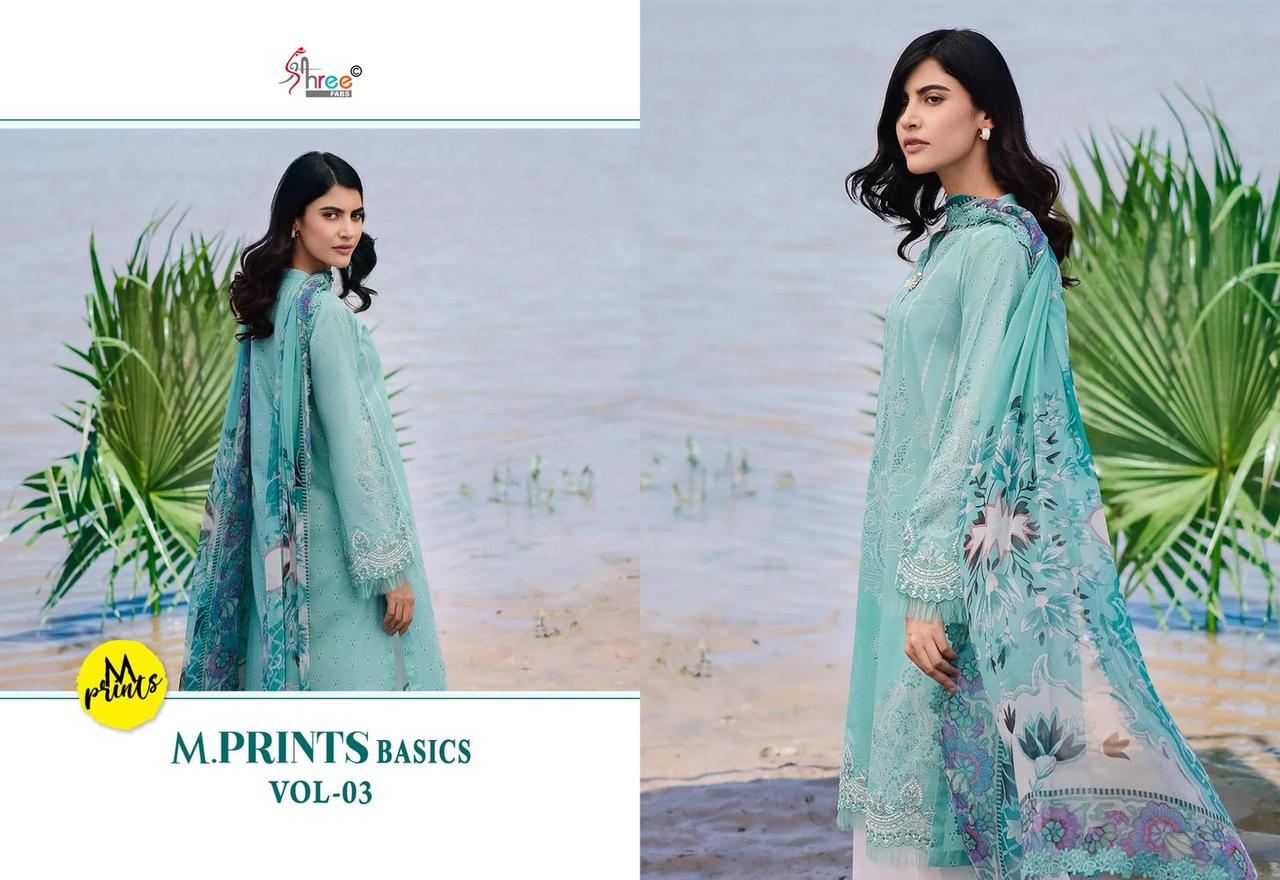 M Print Basics Vol 3 Shree Fabs Pure Cotton Karachi Salwar Suits Wholesaler