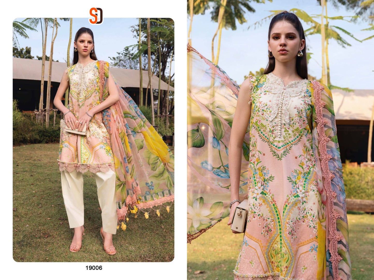 M Print Vol 19 Shraddha Designer Lawn Cotton Pakistani Patch Work Suits Exporter