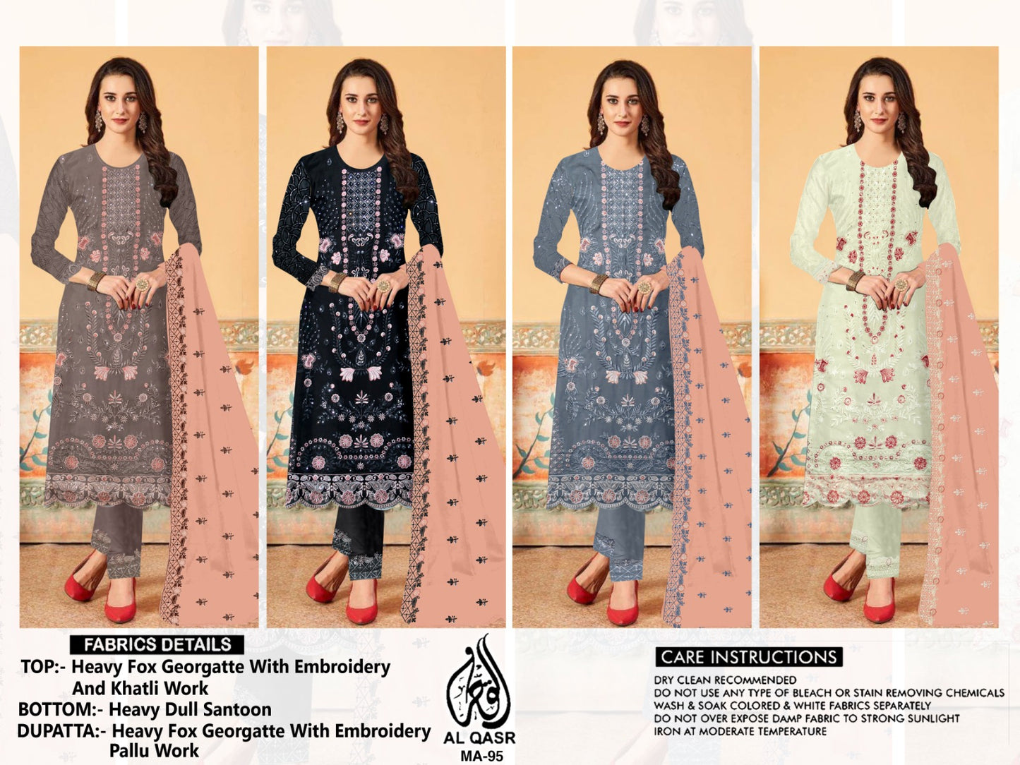 Ma-95 Al Qasr Fox Georgette Pakistani Readymade Suits Manufacturer India