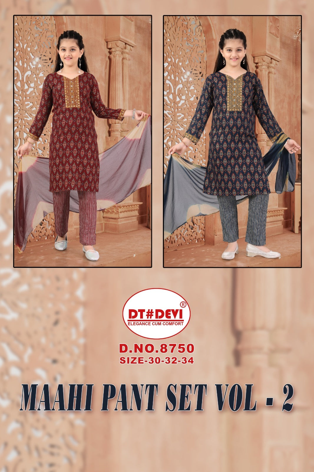 Maahi Vol 2 8750 Dt Devi Capsule Girls Readymade Pant Suits Manufacturer India