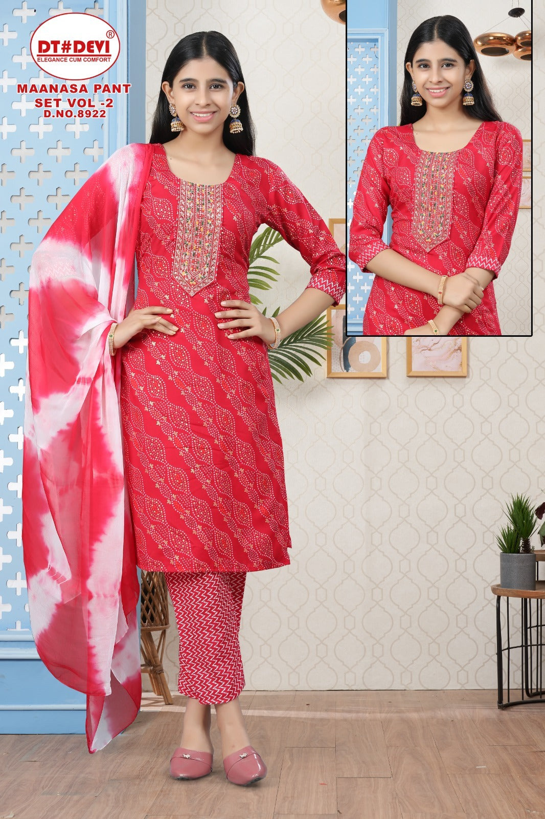 Maanasa Vol 2-8922 Dt Devi Rayon Girls Readymade Pant Suits Manufacturer Ahmedabad