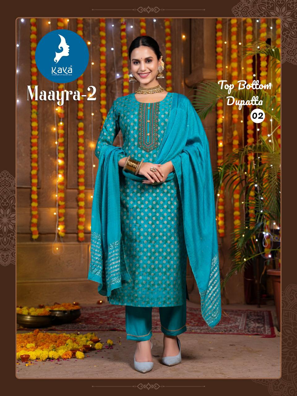 Maayra 2 Kaya Roman Silk Readymade Pant Style Suits Wholesale Price