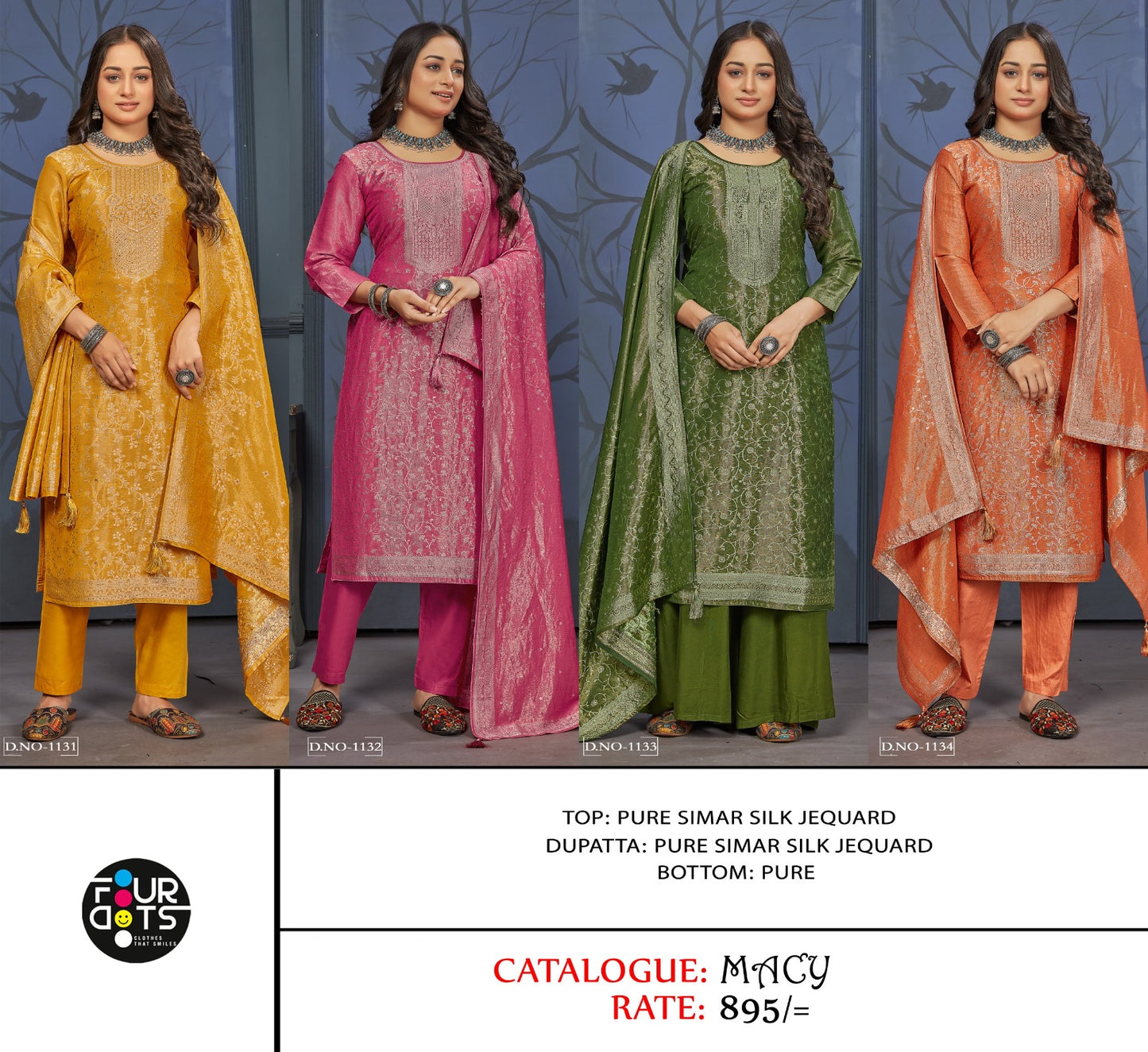 Macy Four Dots Silk Jacquard Pant Style Suits Exporter