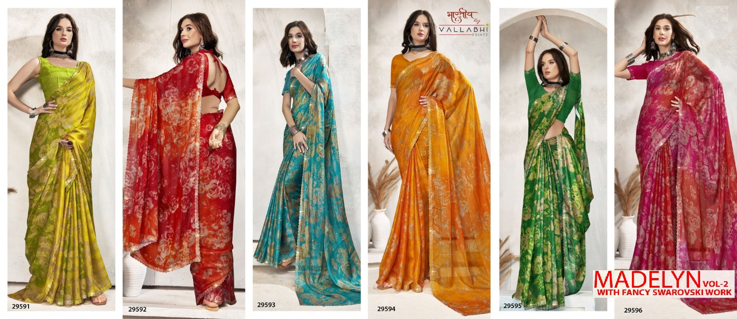 Madelyn Vol 2 Vallabhi Prints Chiffon Sarees Manufacturer Ahmedabad