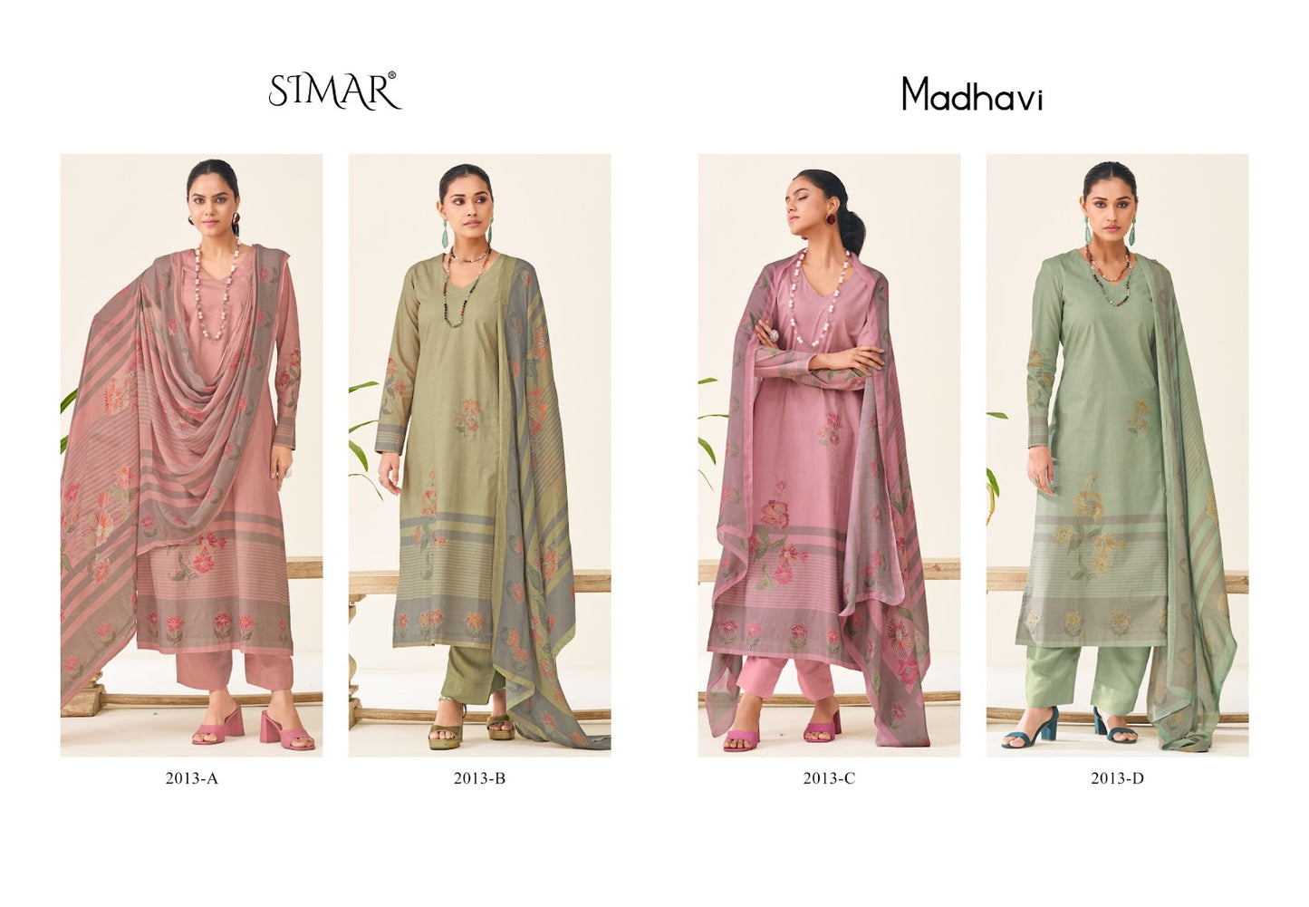 Madhavi 2013 Abcd Simar Lawn Cotton Pant Style Suits Wholesaler India