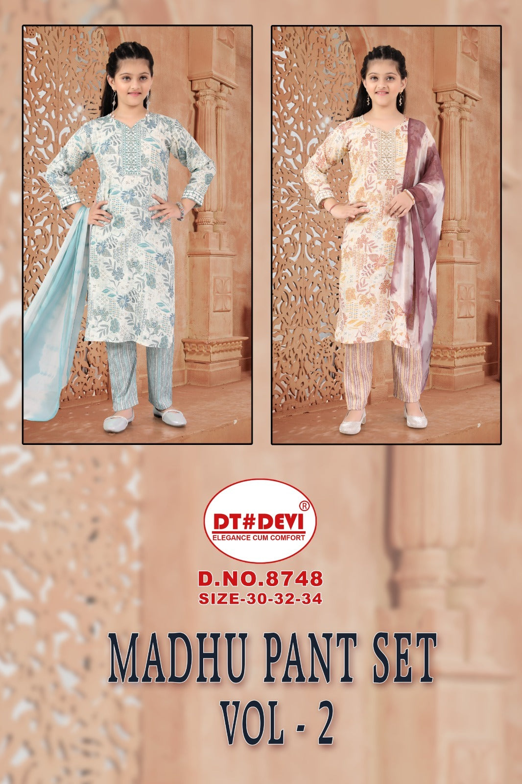 Madhu Vol 2 8748 Dt Devi Capsule Girls Readymade Pant Suits Supplier Gujarat