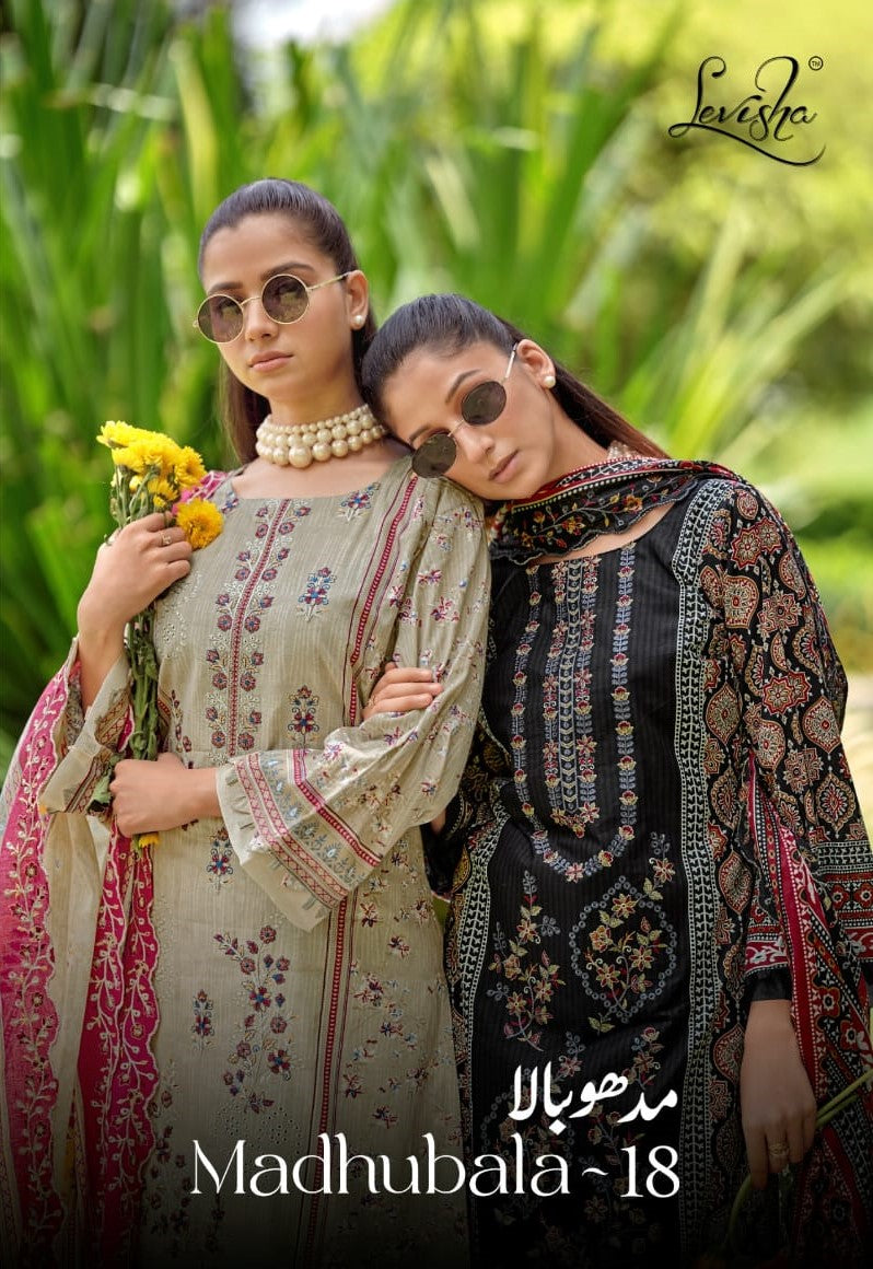 Madhubala 18 Levisha Lawn Cotton Karachi Salwar Suits Manufacturer Gujarat