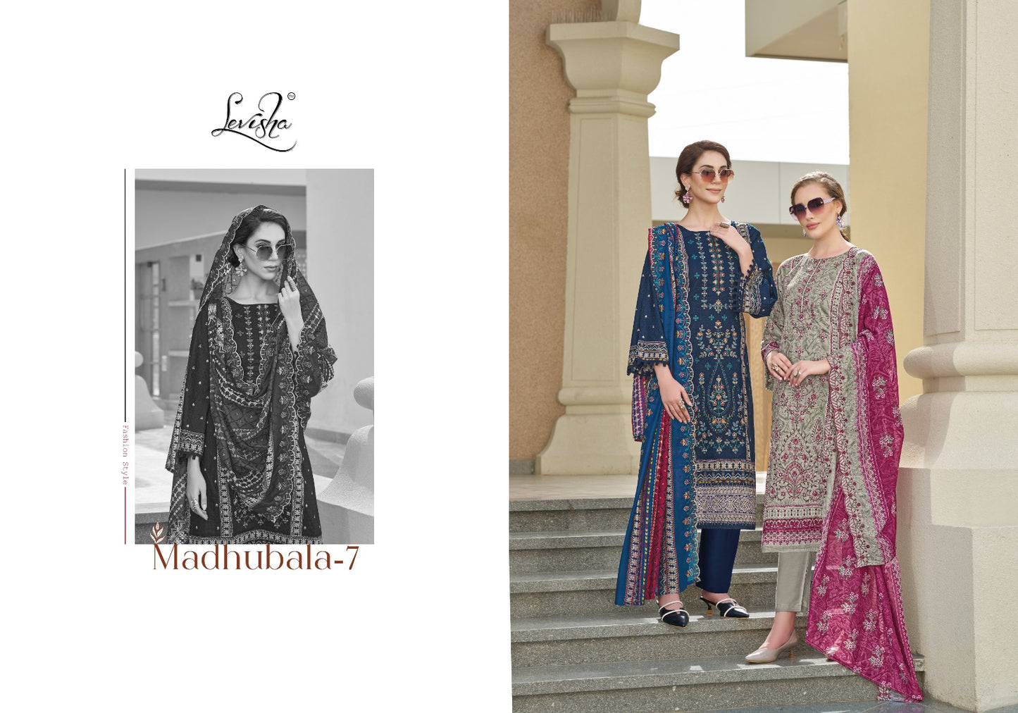 Madhubala 7 Levisha Cambric Lawn Karachi Salwar Suits Wholesaler India