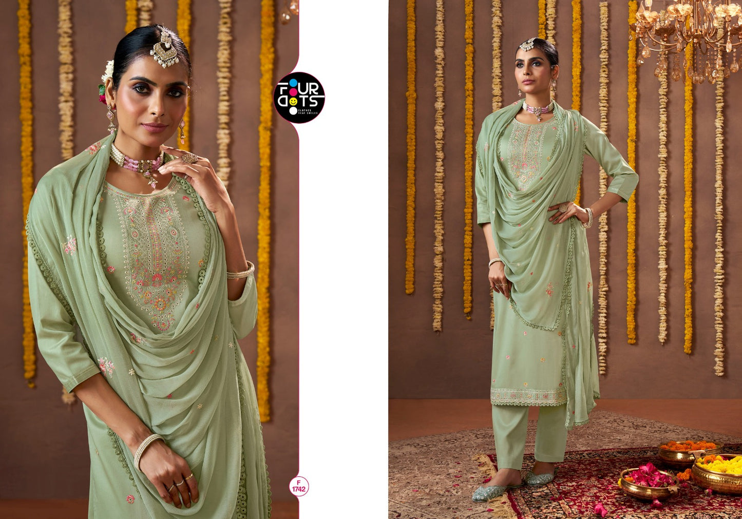 Madhur Four Dots Jam Cotton Pant Style Suits Wholesale Rate