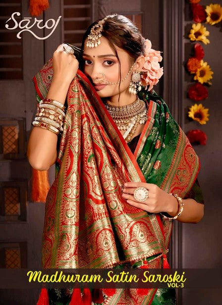 Madhuram Satin Saroski Vol 3 Saroj Silk Sarees Wholesale