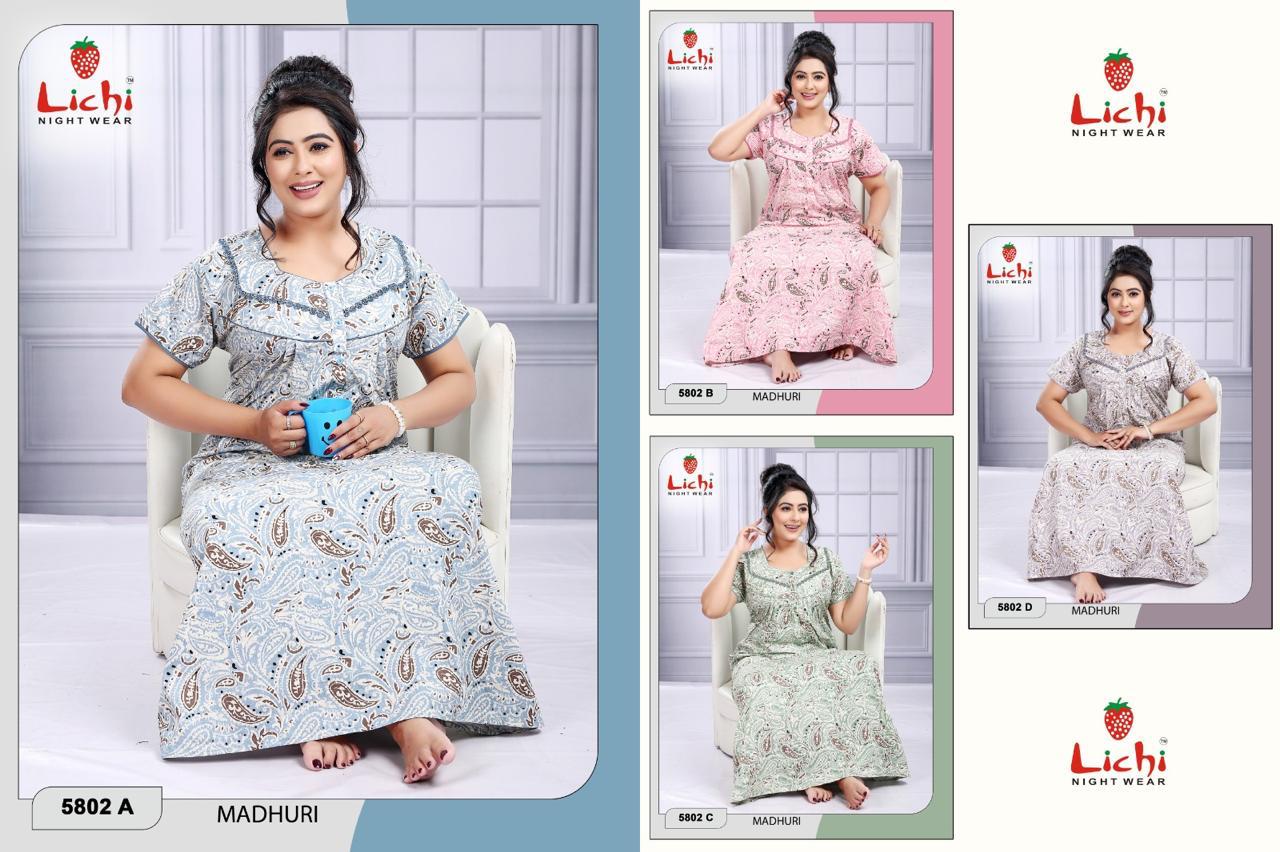 Madhuri 2807 Lichi Cotton Night Gowns Manufacturer India