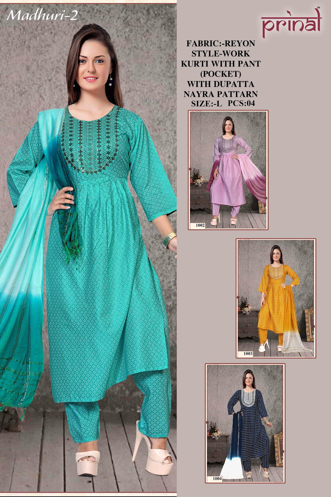 Madhuri 2 Prinal Reyon Readymade Pant Style Suits