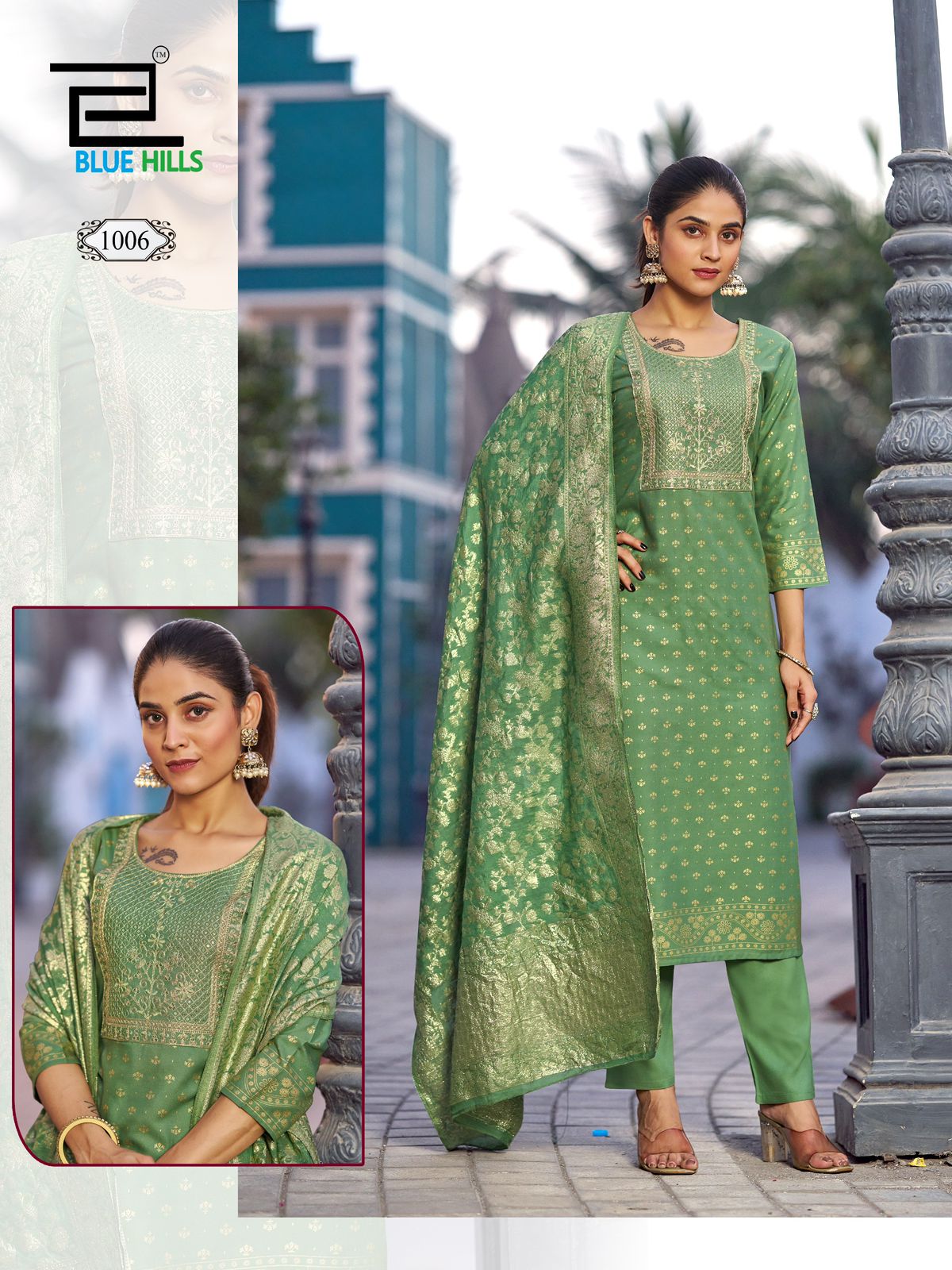 Madhuri Blue Hills Rayon 14Kg Readymade Pant Style Suits Wholesaler India