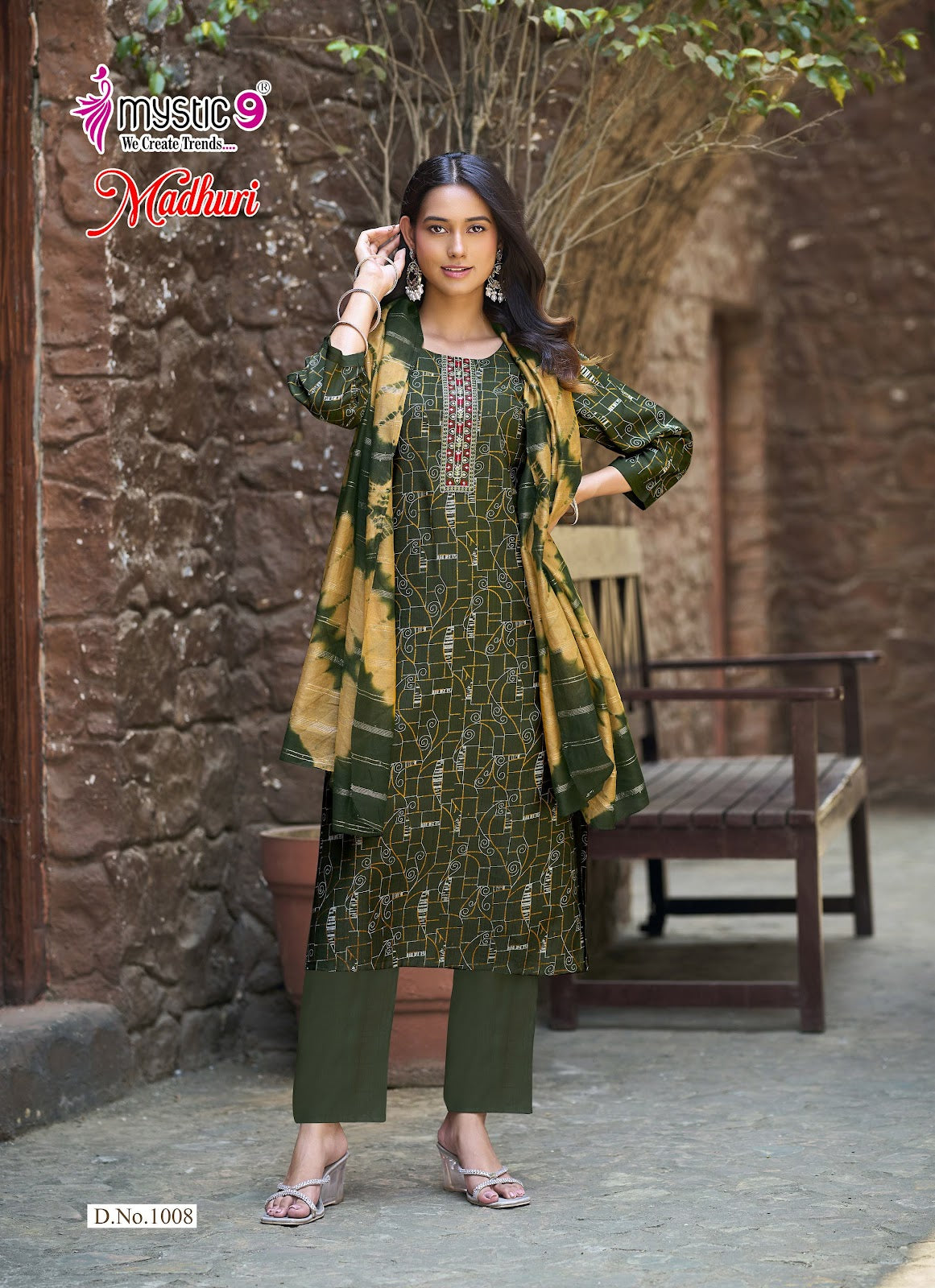 Madhuri Vol 1 Mystic 9 Vertican Readymade Pant Style Suits Manufacturer Gujarat