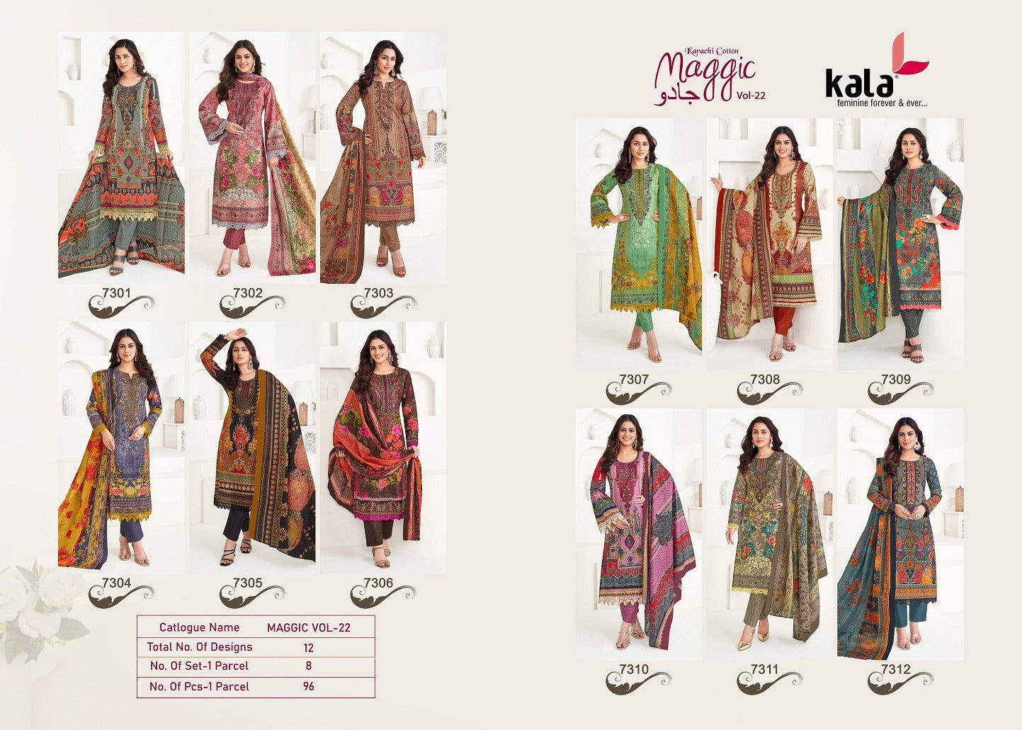 Maggic Vol 22 Kala Cotton Karachi Salwar Suits Exporter India