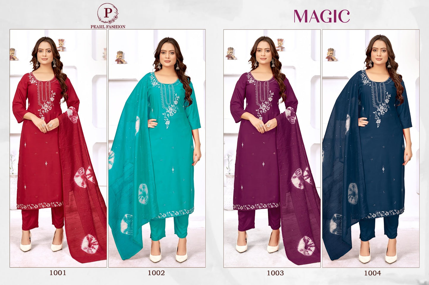 Magic Pearl Viscose Rayon Readymade Pant Style Suits Exporter