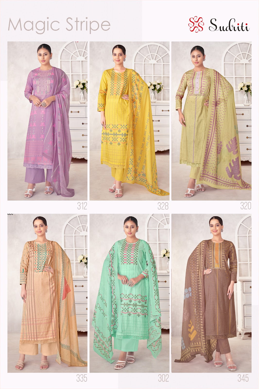Magic Strip Sudriti Sahiba Pure Cotton Plazzo Style Suits Exporter Gujarat
