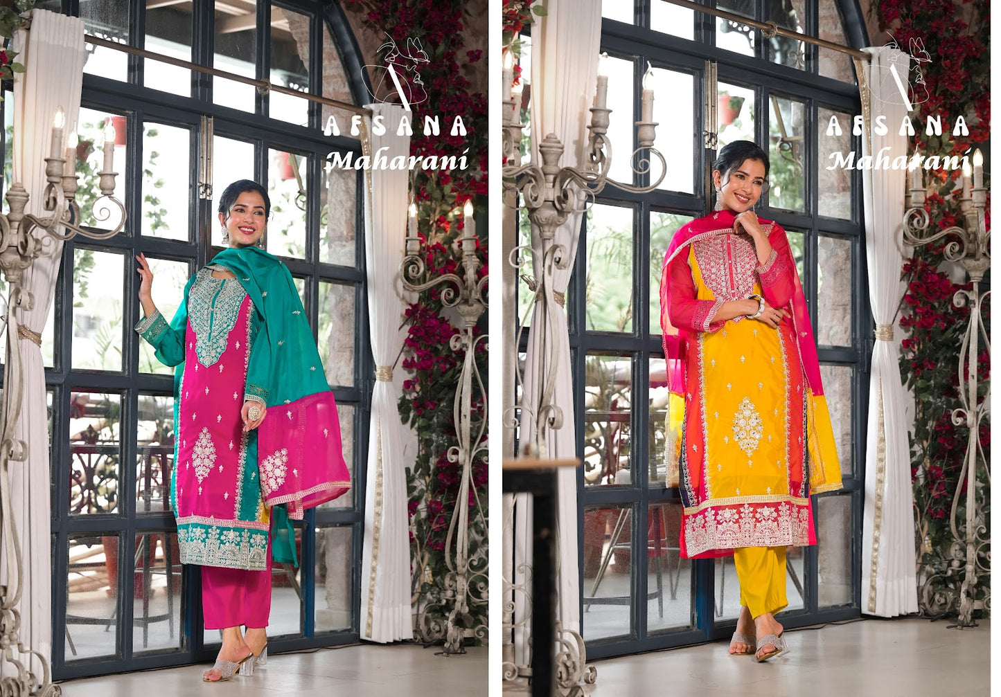 Maharani Afsana Viscose Organza Readymade Pant Style Suits Exporter Gujarat