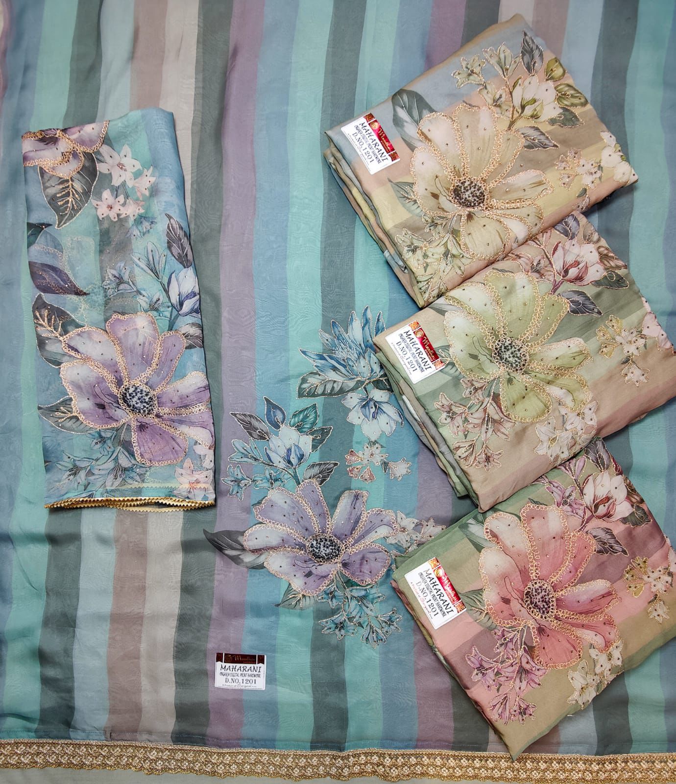 Maharani Sargam Prints Organza Salwar Suits Wholesale Price