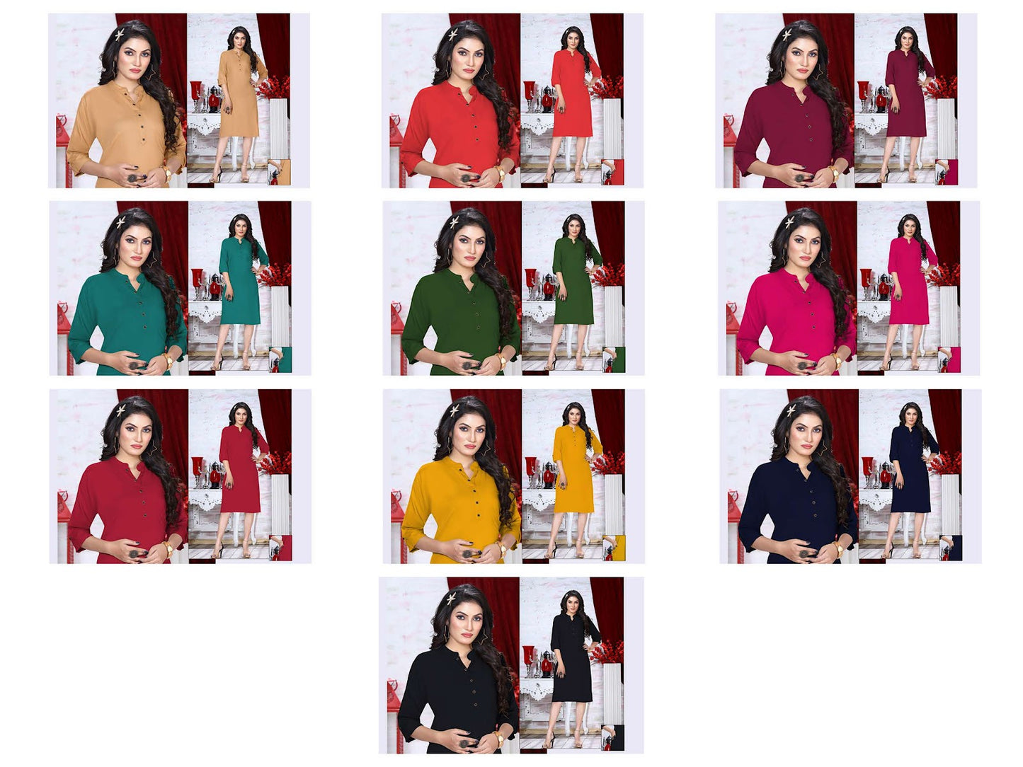 Maharani Vol 12 Ramdev Creation Rayon 14Kg Knee Length Kurtis