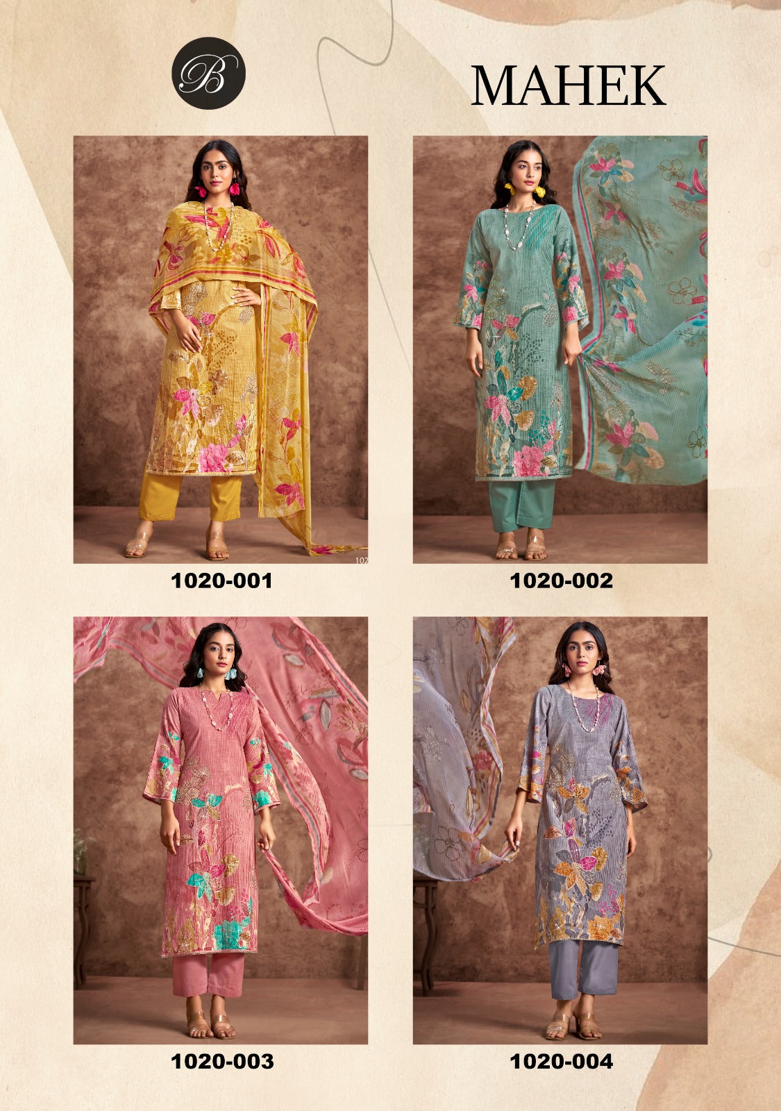 Mahek Belliza Designer Studio Cotton Linen Karachi Salwar Suits Wholesaler India