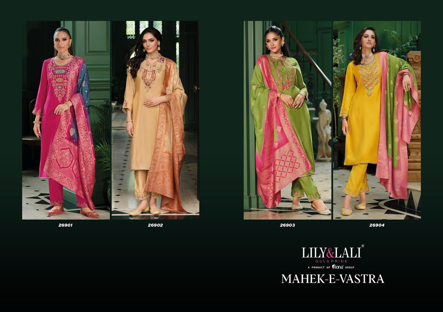 Mahek E Vastra Lily Lali Viscose Readymade Pant Style Suits Exporter India