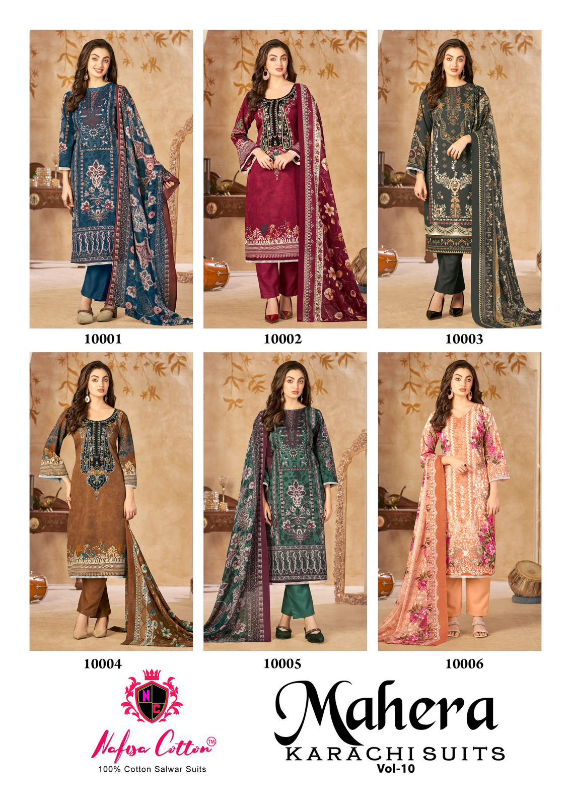 Mahera Vol 10 Nafisa Cotton Karachi Salwar Suits Exporter Gujarat
