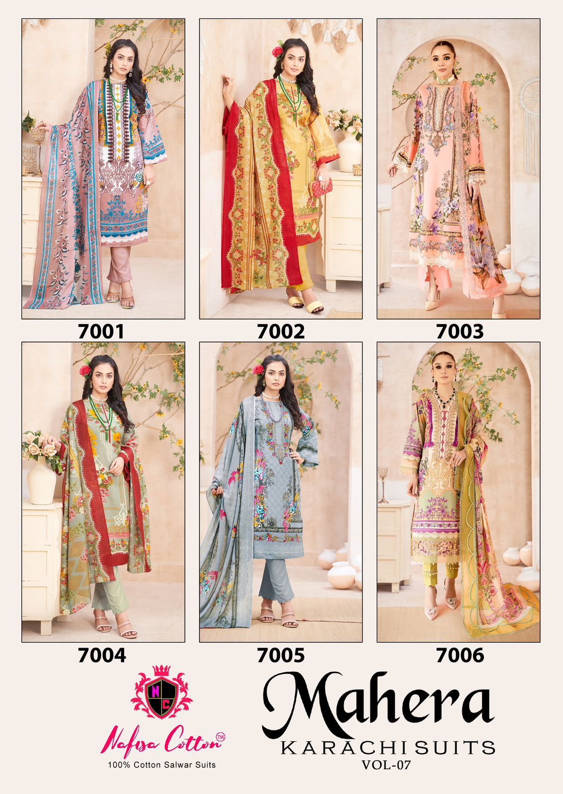 Mahera Vol 7 Nafisa Cotton Cotton Karachi Salwar Suits Exporter