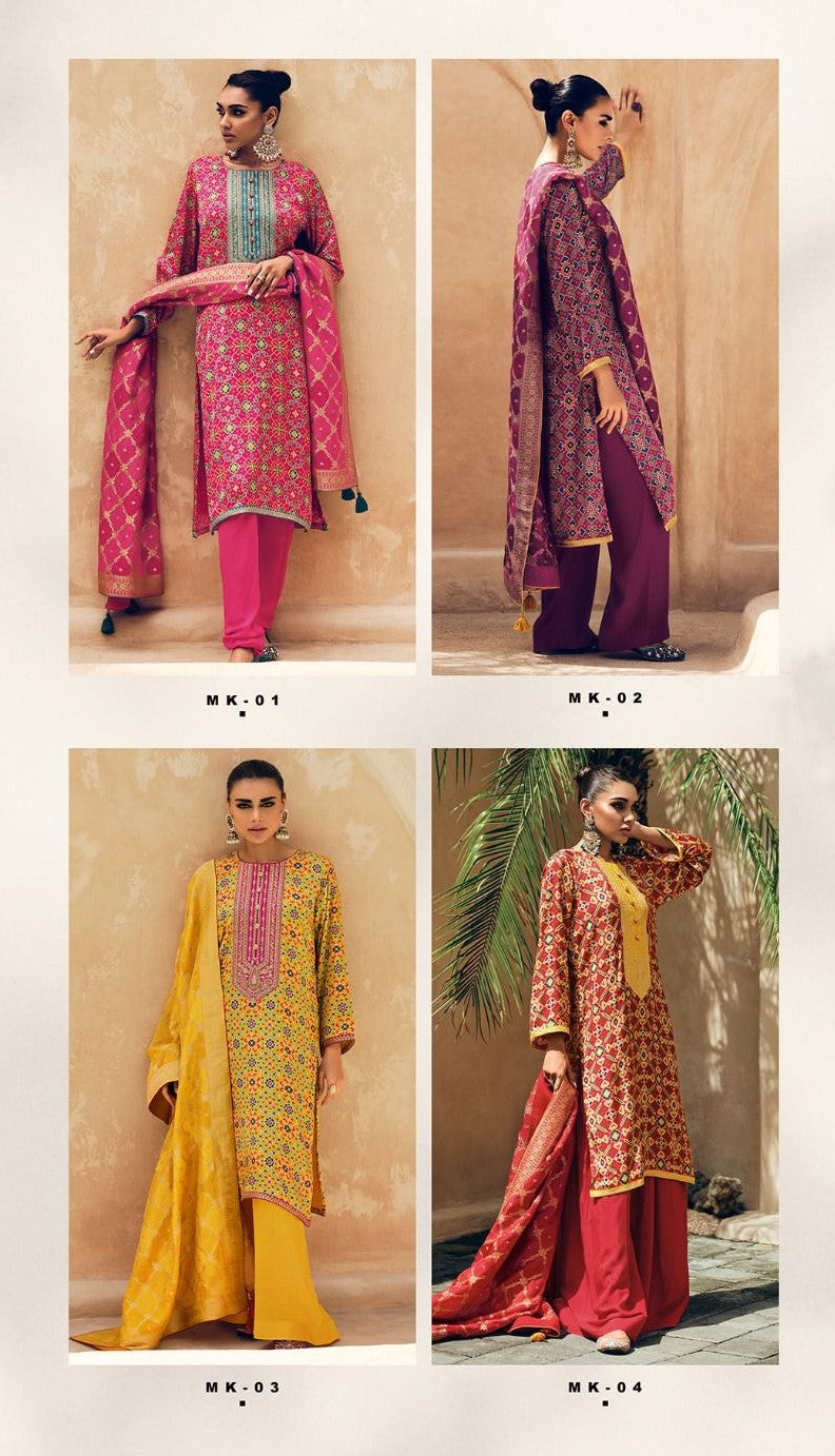 Mahika Varsha Fashions Modal Silk Pant Style Suits Wholesaler Ahmedabad