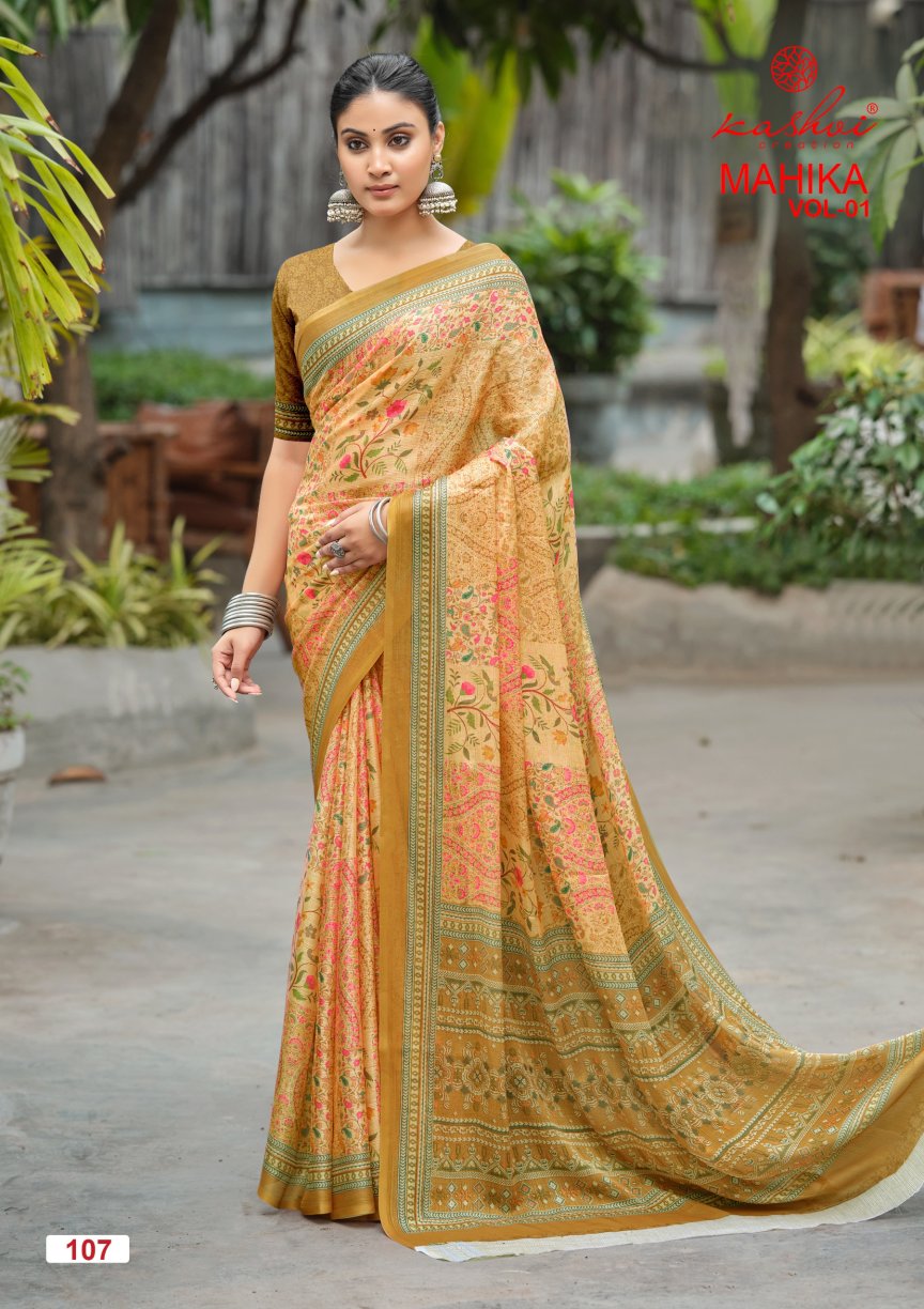 Mahika Vol 1 Kashvi Creation Chiffon Sarees Manufacturer India