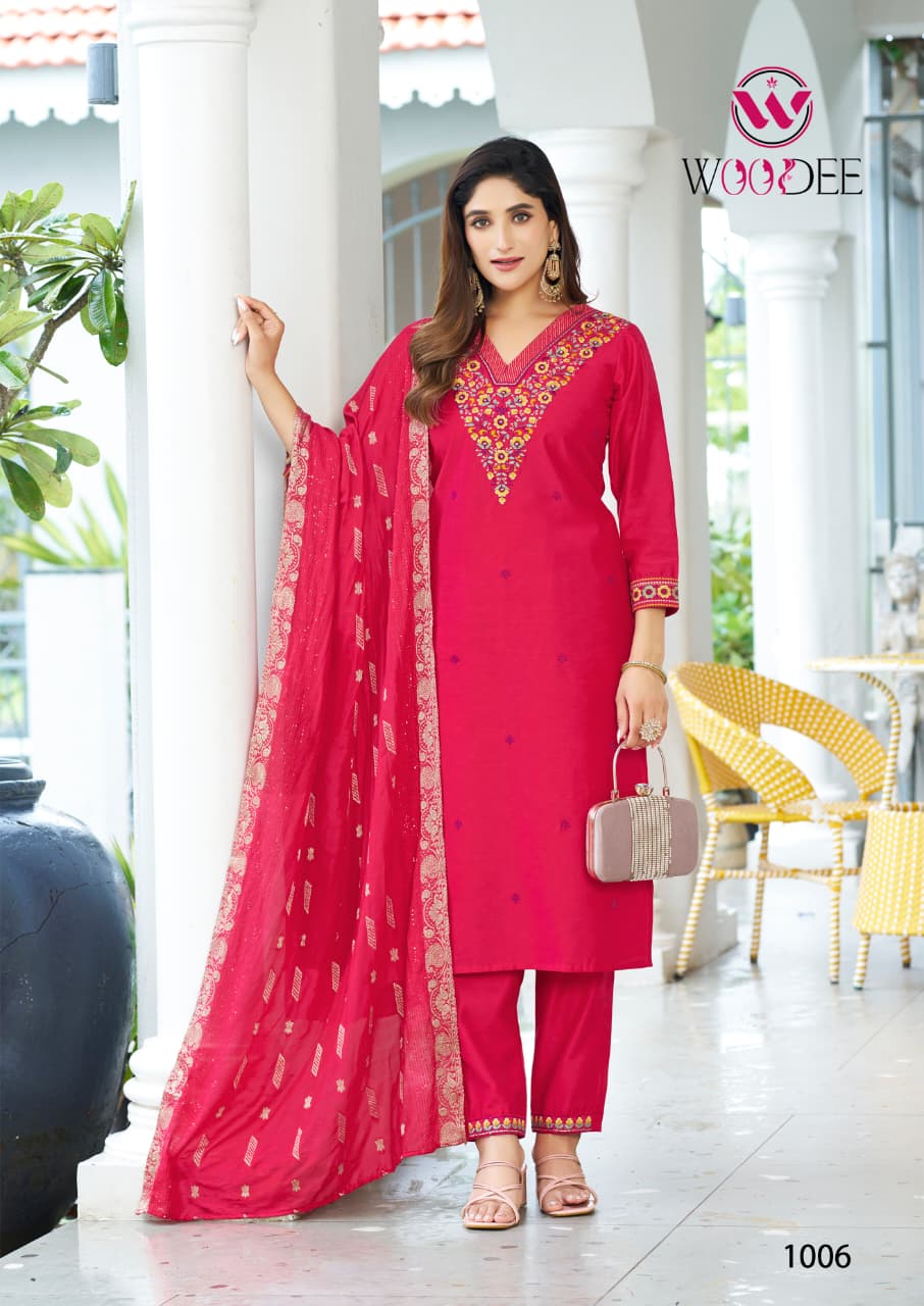 Mahima Woodee Gadwal Readymade Pant Style Suits Wholesaler Ahmedabad