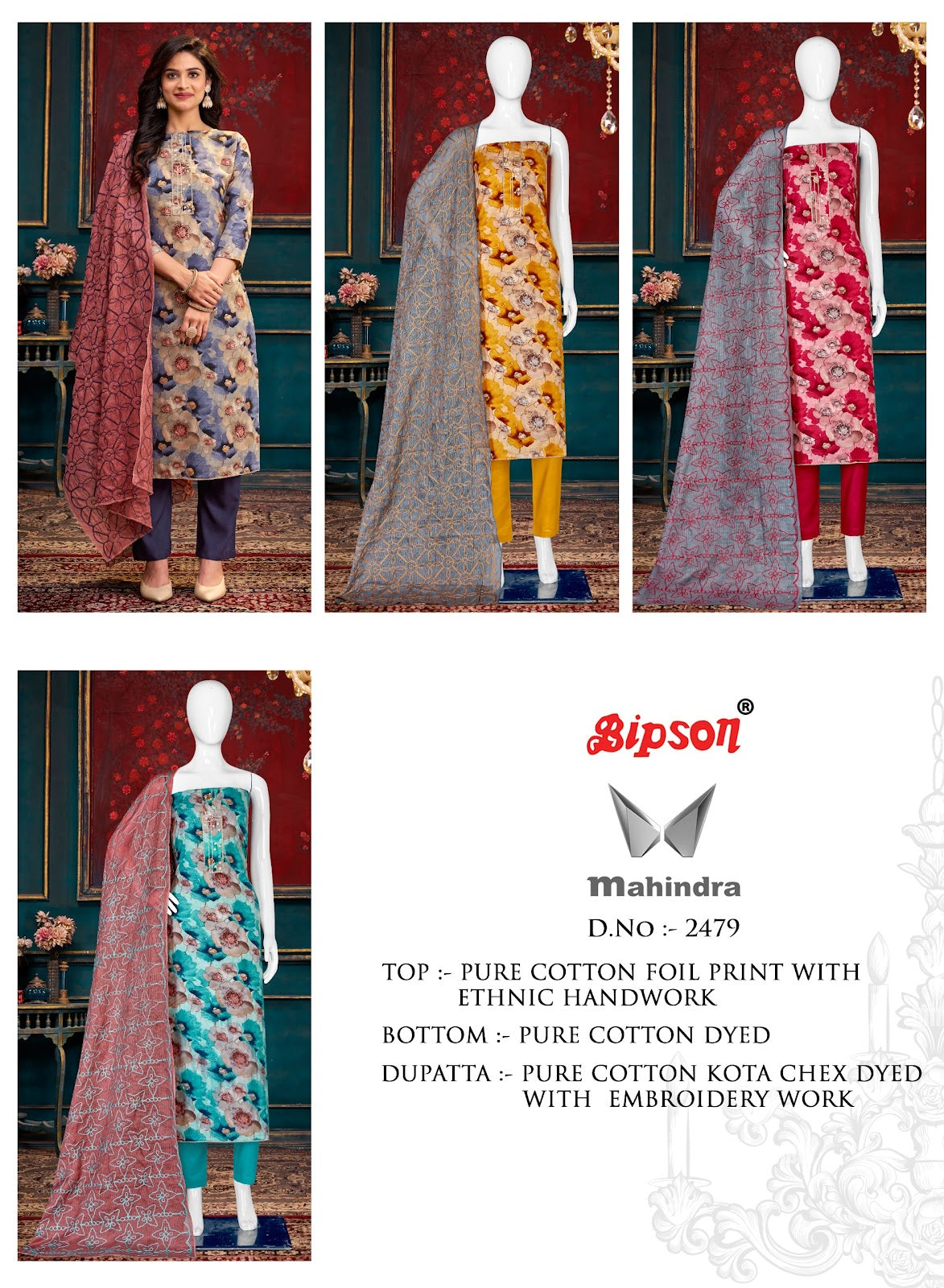 Mahindra 2479 Bipson Prints Cotton Pant Style Suits