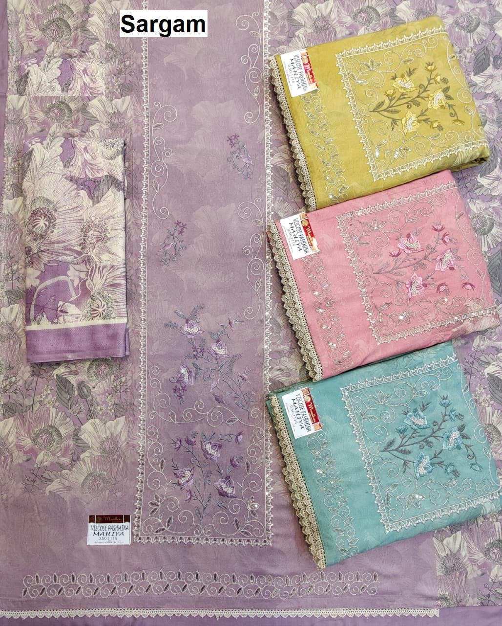 Mahiya Sargam Prints Pure Viscose Pashmina Suits Manufacturer Gujarat