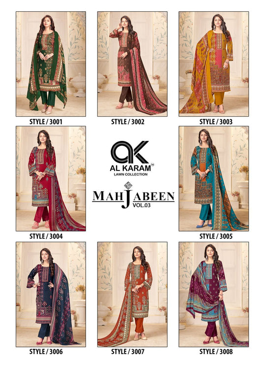 Mahjabeen Vol 3 Al Karam Soft Cotton Karachi Salwar Suits