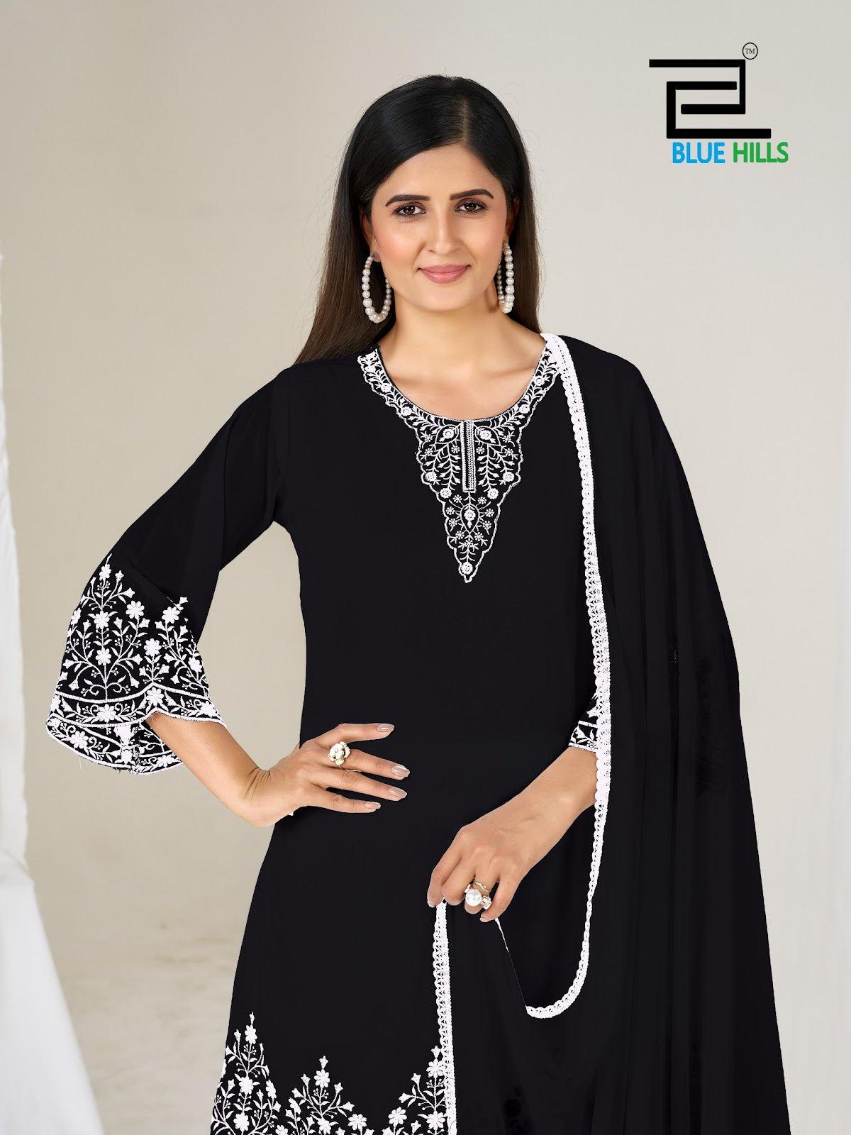 Mahnoor Bw Blue Hills Georgette Readymade Plazzo Style Suits Wholesale