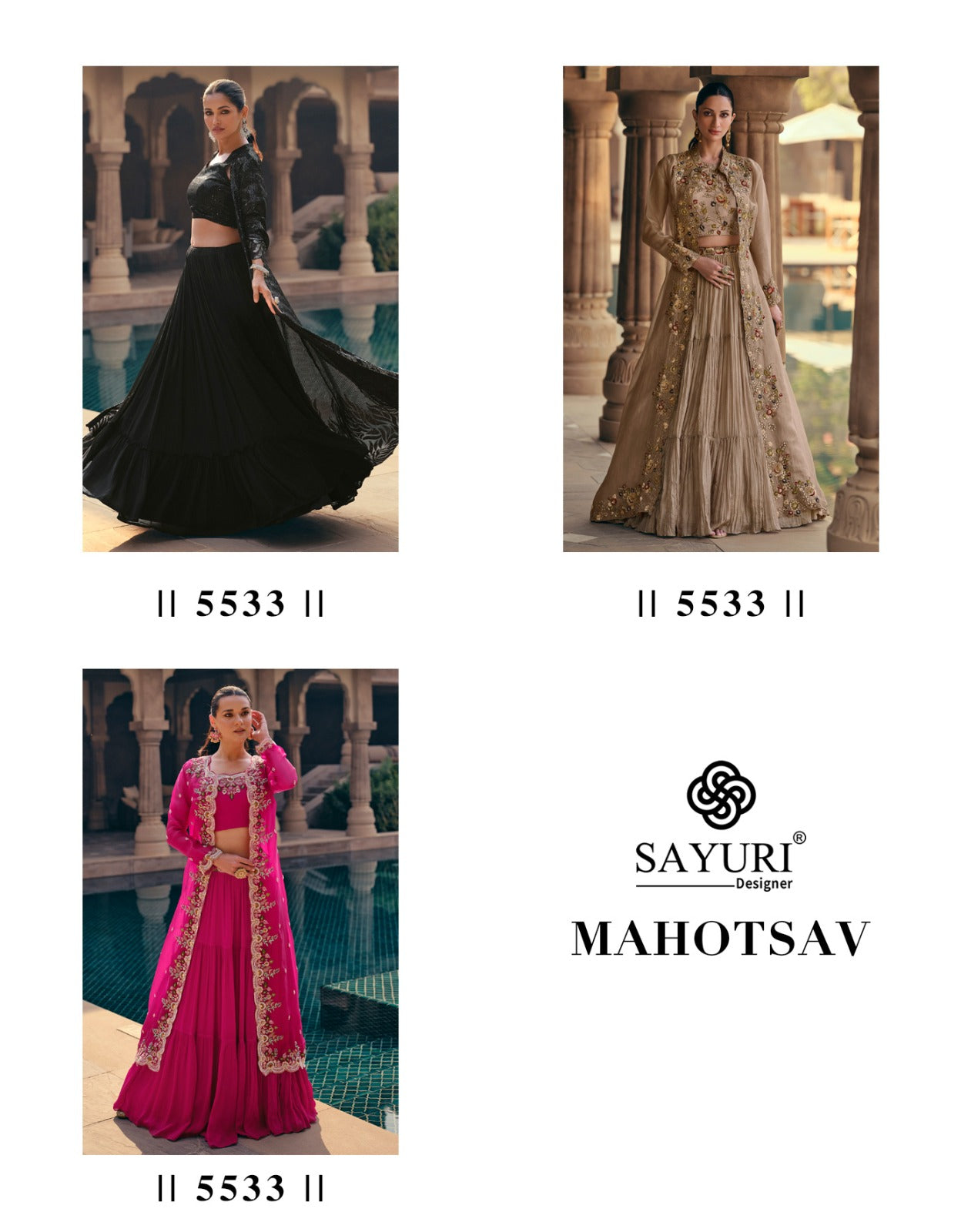 Mahotsav Sayuri Chinon Silk Crop Top Skirt Jacket Wholesaler Ahmedabad