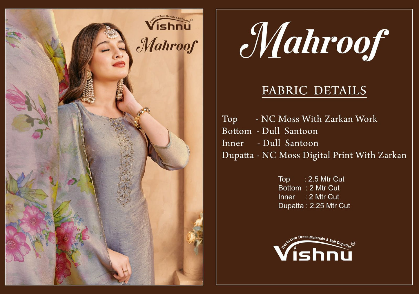 Mahroof Vishnu Impex Moss Pant Style Suits Supplier India