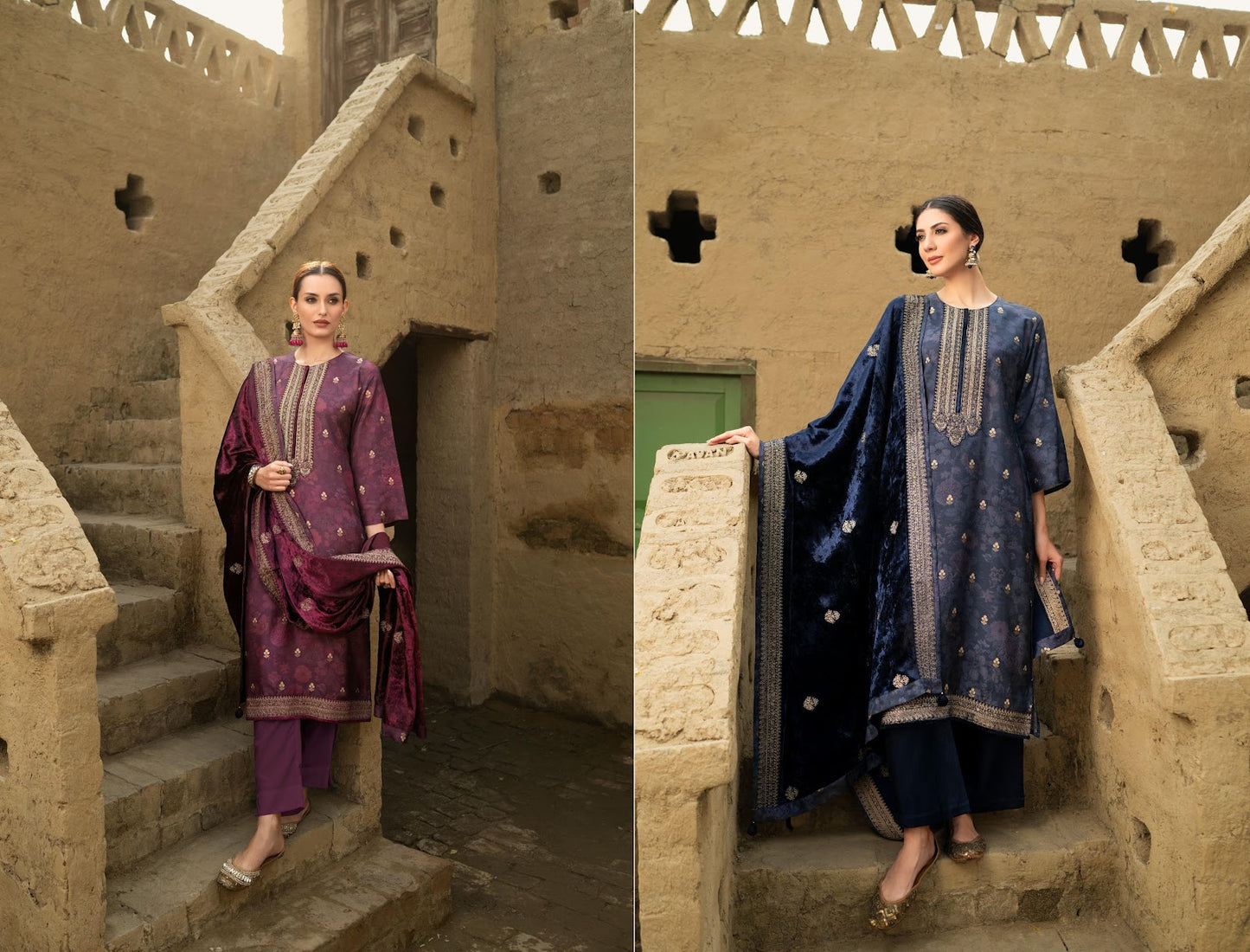 Mahua Naariti Silk Jacquard Velvet Suits Supplier Gujarat